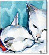 White Cat Affection Canvas Print