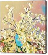White Orchid Bouquet Pink/blue Canvas Print