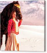 White Sands Horse And Rider #2b Canvas Print