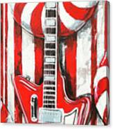White Stripes Guitar Canvas Print