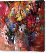 Wild Flowers Bouquet In A Terracota Vase Canvas Print