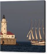 Windy And The Chicago Harbor Light - D009820 Canvas Print
