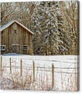 Winter Barn And Pasture Canvas Print