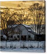 Winter Barn At Sunset - Provo - Utah Canvas Print