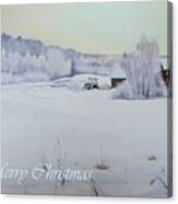Winter Blanket Merry Christmas Blue Text Canvas Print