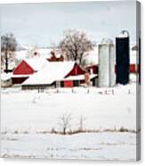 Red Barns And Blue Silos Canvas Print