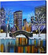 Winter In New York- Night Landscape Canvas Print