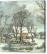 Winter In The Country - The Old Grist Mill Canvas Print