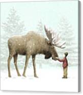 Winter Moose Canvas Print
