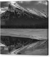 Winter Rundle Refelctions Black And White Canvas Print