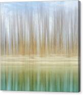 Winter Trees On A River Bank Reflecting Into Water Canvas Print