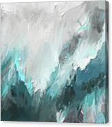 Wintery Mountain- Turquoise And Gray Modern Artwork Canvas Print