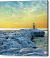 Wintry River Channel Canvas Print