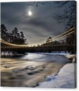 Wire Bridge Under A Full Moon Canvas Print