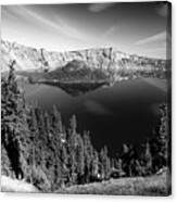 Wizard Island On Crater Lake B W Canvas Print
