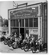 The Motor Maids Of America Outside The Shop They Used As Their Headquarters, 1950. Canvas Print