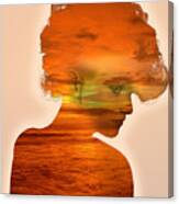 Woman And A Sunset Canvas Print