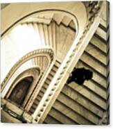 Woman Going Down At Staircase Canvas Print