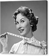 Woman Holding Measuring Tape, C.1960s Canvas Print