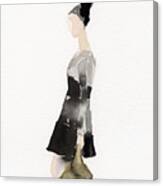 Woman In A Black And Gray Dress Fashion Illustration Art Print Canvas Print