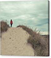 Woman Walking In The Dunes Of Cape Cod Canvas Print