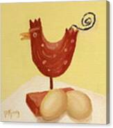 Wooden Chicken And 2 Brown Eggs Canvas Print