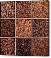 Wooden Storage Box Filled With Coffee Beans Canvas Print