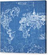 World Map Blueprint Canvas Print