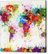 World Map Paint Drop Canvas Print