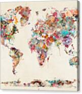 World Map Watercolor Canvas Print