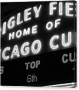 Wrigley Field Sign Black And White Picture Canvas Print