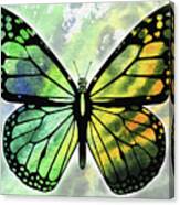 Yellow And Green Watercolor Butterfly Canvas Print