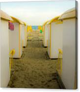 Yellow Beach Cabanas Canvas Print