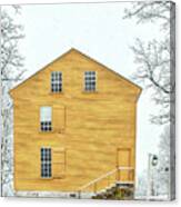 Yellow Shaker House In Winter Canvas Print