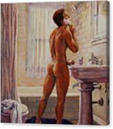 Young Man Shaving Canvas Print