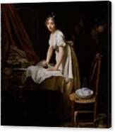 Young Woman Ironing Canvas Print