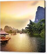 Yulong River Drifting -arttopan- China Guilin Sunshine Scenery Canvas Print