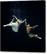 2 Ballet Dancers Underwater #1 Canvas Print