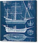 Antique Ship Blueprint I Canvas Print