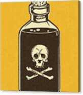 Bottle Of Poison On Yellow Background #1 Canvas Print