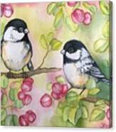 Chickadees And Apple Blossoms Canvas Print