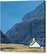 Denmark, Faeroe Islands, Streymoy, Church At Saksun #1 Canvas Print