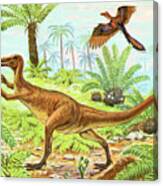 Dinosaur In The Jungle #1 Canvas Print