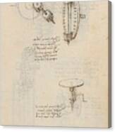Folio F 17r. Codex Madrid I -ms. 8937- 'treaty Of Statics And Mechanics', 192 Folios With 384 Pag... #1 Canvas Print