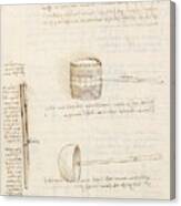 Folio F 59v. Codex Madrid I -ms. 8937- 'treaty Of Statics And Mechanics', 192 Folios With 384 Pag... #1 Canvas Print