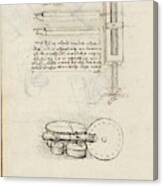 Folio F 91v. Codex Madrid I -ms. 8937- 'treaty Of Statics And Mechanics', 192 Folios With 384 Pag... #1 Canvas Print
