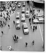 General View Of Pedestrians Crossing #1 Canvas Print