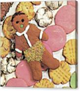 Gingerbread Man On Cookies #1 Canvas Print