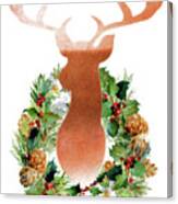 Holiday Wreath With Deer #1 Canvas Print