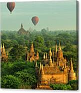 Hot Air Balloons Over Bagan In Myanmar #1 Canvas Print